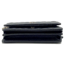 将图像加载到图库查看器中，CHANEL Chain wallet Black AP1649 Caviar Leather
