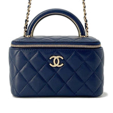 将图像加载到图库查看器中，CHANEL Vanity ChainShoulder Bag Navy AP2846 Lambskin
