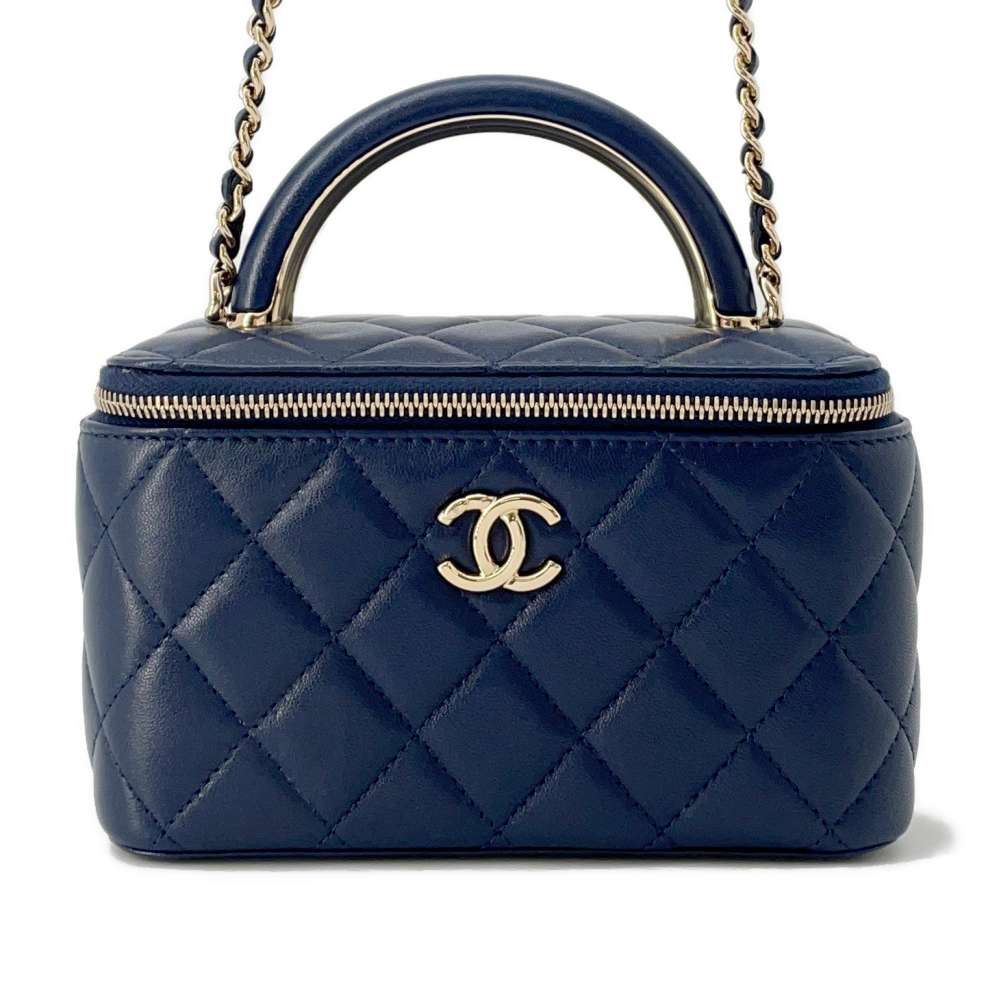 CHANEL Vanity ChainShoulder Bag Navy AP2846 Lambskin