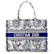 将图像加载到图库查看器中，Dior Book Tote Toile de Jouy Soleil White/Navy M1296ZECQ_M928 Canvas Size Medium
