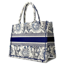 将图像加载到图库查看器中，Dior Book Tote Toile de Jouy Soleil White/Navy M1296ZECQ_M928 Canvas Size Medium
