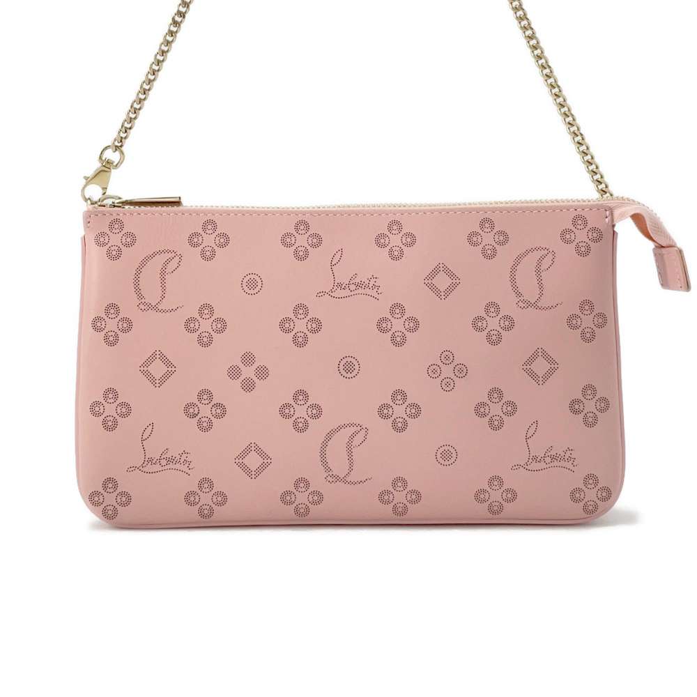 Christian Louboutin LOUBILA Zip-up Clutch Bag Pink 3225038 Leather