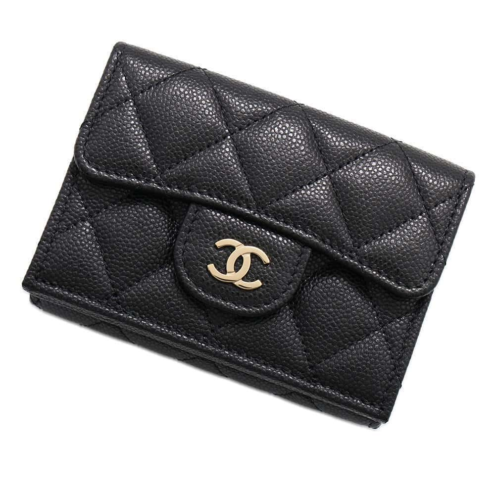 CHANEL Matelasse Classic Small Flap Wallet Black AP0230 Caviar Leather