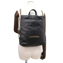 将图像加载到图库查看器中，CHANEL CHANEL22 Backpack Black AS3859 Caviar Leather
