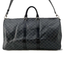 将图像加载到图库查看器中，LOUIS VUITTON Keepall Bandouliere Noir N41413 Damier Graphite Size 55
