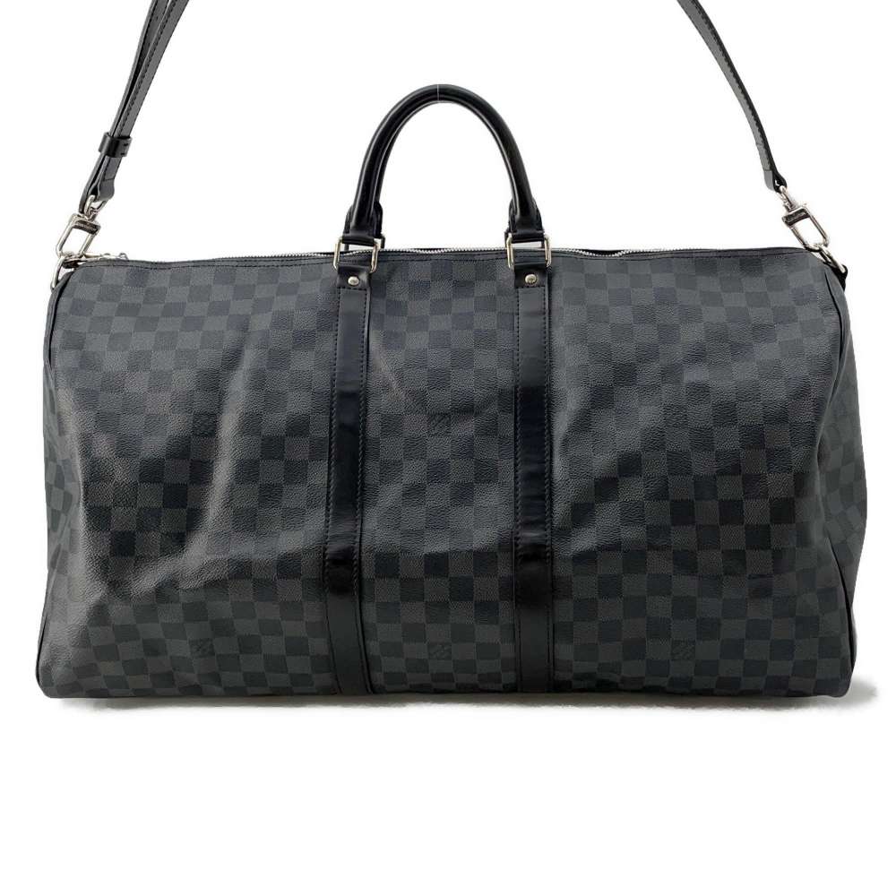 LOUIS VUITTON Keepall Bandouliere Noir N41413 Damier Graphite Size 55