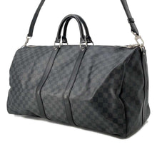 将图像加载到图库查看器中，LOUIS VUITTON Keepall Bandouliere Noir N41413 Damier Graphite Size 55
