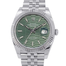 将图像加载到图库查看器中，ROLEX Datejust W41mm Stainless Steel K18WG Mint Green Fluted Dial126334
