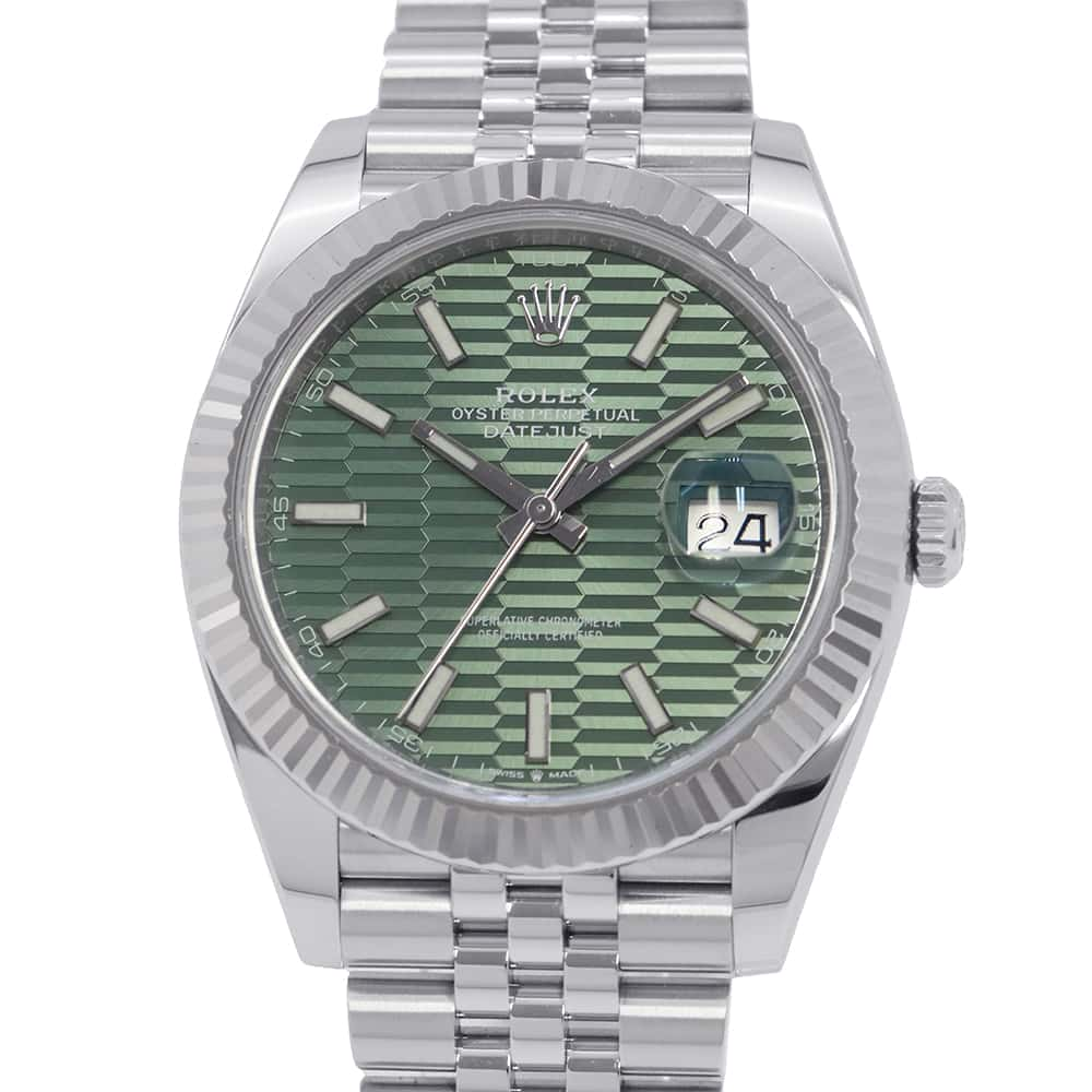 ROLEX Datejust W41mm Stainless Steel K18WG Mint Green Fluted Dial126334