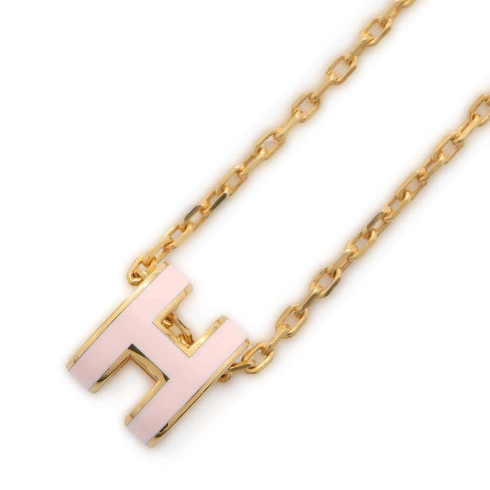 HERMES Pop Ash Necklace Size Mini Rose Dragee Metal