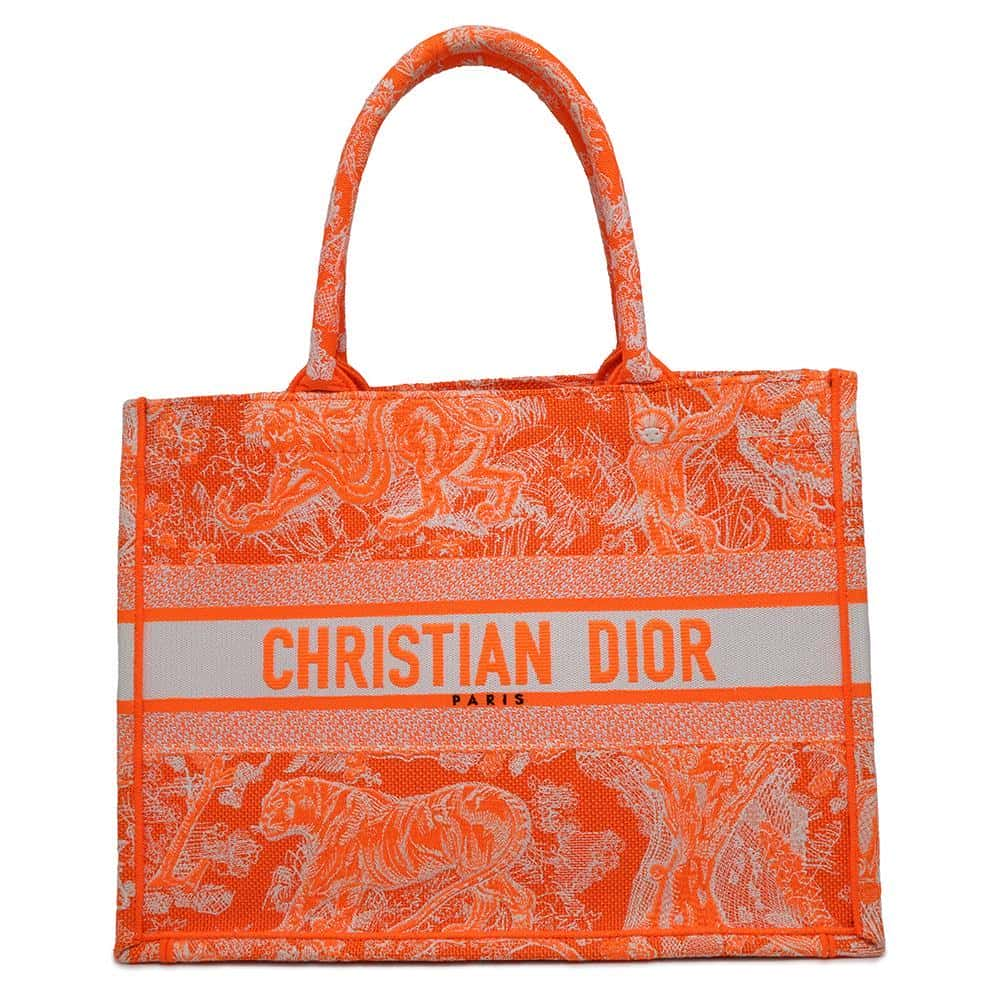 Dior Book Tote Toile de Jouy Orange/White M1296ZROC_M057 Canvas Size Medium