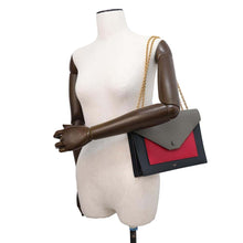 Load image into Gallery viewer, CELINE ChainShoulder Black/Gray/Red Leather
