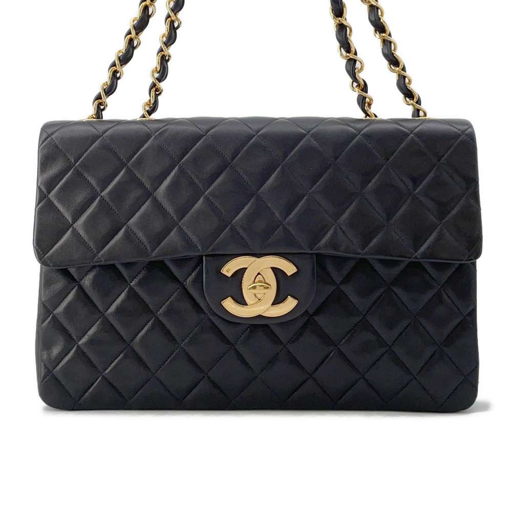 CHANEL Jumbo Matelasse ChainShoulder Black A01094 Lambskin Size 34