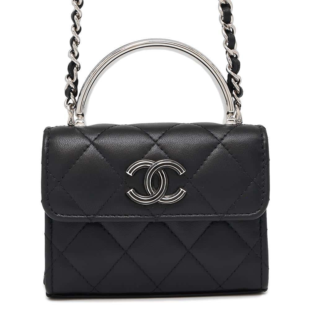 CHANEL Matelasse Top Handle Mini ChainShoulder Black AP3708 Lambskin