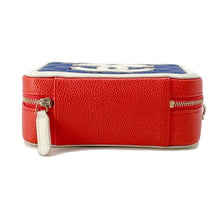 将图像加载到图库查看器中，CHANEL CCFiligree ChainShoulder Blue/Red/White A84452 Caviar Leather
