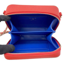 将图像加载到图库查看器中，CHANEL CCFiligree ChainShoulder Blue/Red/White A84452 Caviar Leather
