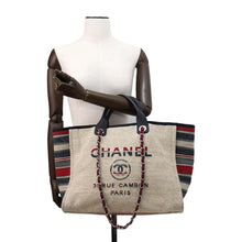 将图像加载到图库查看器中，CHANEL Deauville Chain Tote Multicolor A66941 Canvas Size GM
