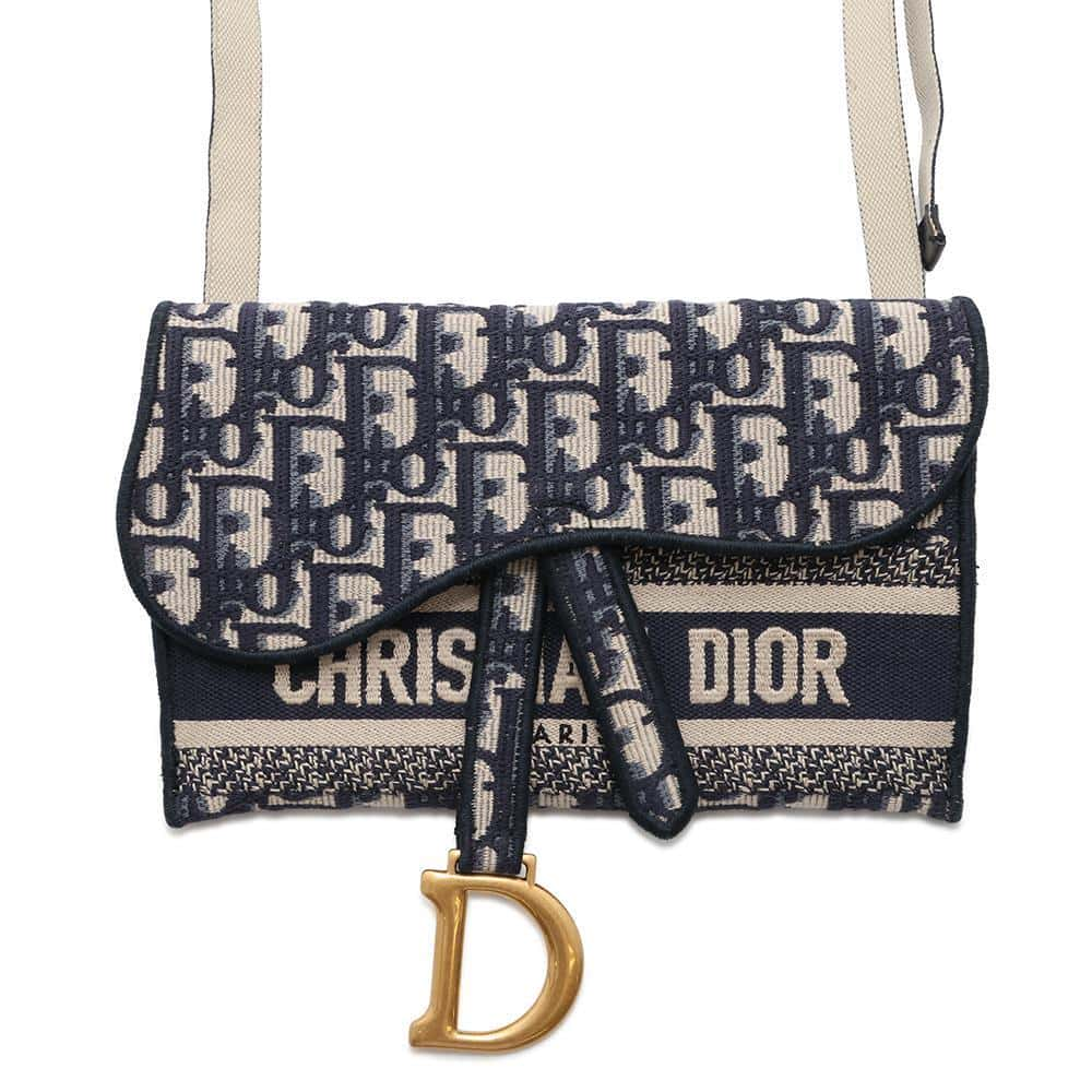 Dior Oblique Saddle Slim Pouch Navy S5647CRIW Canvas