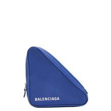 将图像加载到图库查看器中，BALENCIAGA Triangle Clutch Bag Blue 476976 Leather Size M
