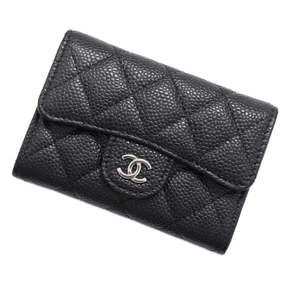 CHANEL Matelasse Classic Card Case Black AP0214 Caviar Leather