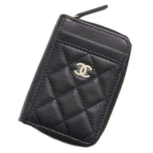 将图像加载到图库查看器中，CHANEL Matelasse Round Zip Coin purse Black AP1650 Caviar Leather
