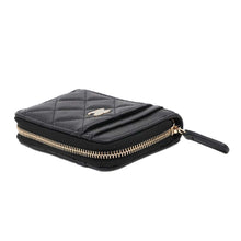 将图像加载到图库查看器中，CHANEL Matelasse Round Zip Coin purse Black AP1650 Caviar Leather
