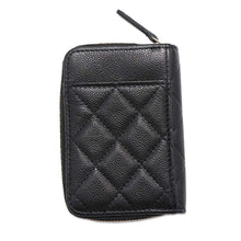 将图像加载到图库查看器中，CHANEL Matelasse Round Zip Coin purse Black AP1650 Caviar Leather
