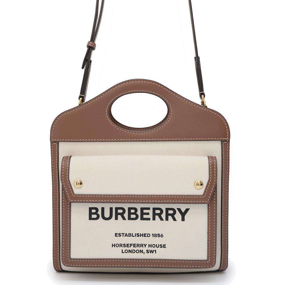 BURBERRY Mini Pocket 2WAY Shoulder Bag Beige/Brown 8039361 Canvas Leather