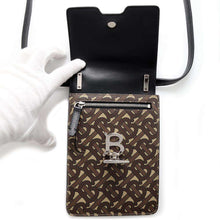 将图像加载到图库查看器中，BURBERRY TBMonogram Robin Shoulder Bag Brown8032898 PVC Coated Canvas Leather
