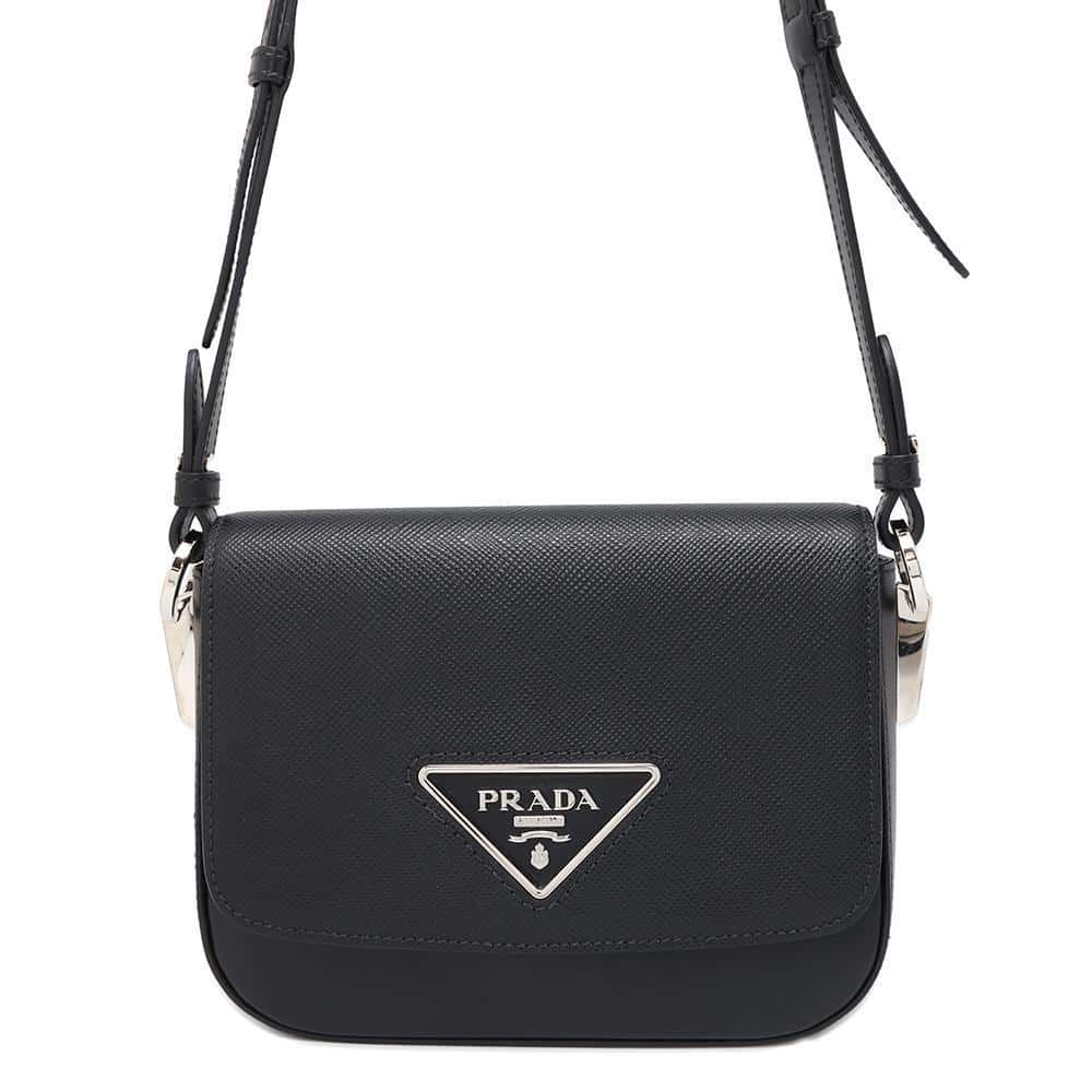 PRADA Identity Shoulder Bag Black 1BD249 Saffiano Leather