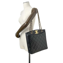 Load image into Gallery viewer, CHANEL Matelasse CC Logo Chain Tote Black Caviar Leather
