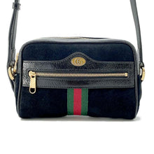 将图像加载到图库查看器中，GUCCI GG Marmont Shoulder Bag Black 517350 Suede Patent Leather
