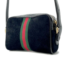 将图像加载到图库查看器中，GUCCI GG Marmont Shoulder Bag Black 517350 Suede Patent Leather
