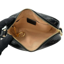 将图像加载到图库查看器中，GUCCI GG Marmont Shoulder Bag Black 517350 Suede Patent Leather
