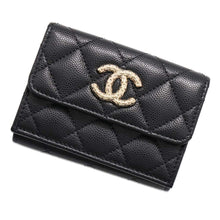 Load image into Gallery viewer, CHANEL Matelasse Tri-Fold Compact Wallet Black AP4084 Caviar Leather
