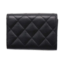 Load image into Gallery viewer, CHANEL Matelasse Tri-Fold Compact Wallet Black AP4084 Caviar Leather
