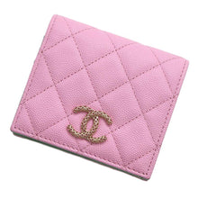 将图像加载到图库查看器中，CHANEL Matelasse Bifold Wallet Compact Wallet Pink/Green AP3185 Caviar Leather
