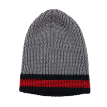 Load image into Gallery viewer, GUCCI Cherie Knit hat Size M Gray/Red 560592 Wool
