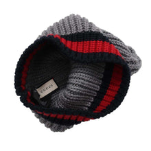 Load image into Gallery viewer, GUCCI Cherie Knit hat Size M Gray/Red 560592 Wool
