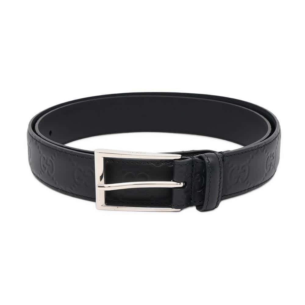 GUCCI Guccissima Belt Size 95 Black474313 Leather