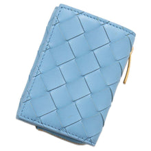 将图像加载到图库查看器中，Bottega Veneta INTRECCIATO Tri-fold Compact Wallet Light Blue690568 Leather
