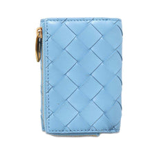 将图像加载到图库查看器中，Bottega Veneta INTRECCIATO Tri-fold Compact Wallet Light Blue690568 Leather
