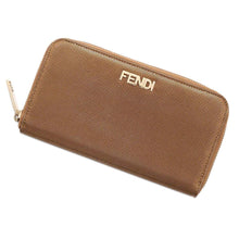 将图像加载到图库查看器中，FENDI Logo round zip Long Wallet Gold8M0024 Leather
