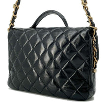 Load image into Gallery viewer, CHANEL Top Handle Double Pocket Flap Shoulder Bag Black AS4993 Shiny Lambskin
