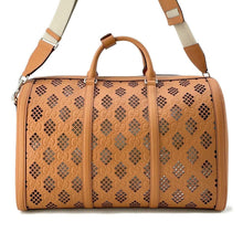 将图像加载到图库查看器中，GUCCI Cut-out GG embossed 2way Travel Bag Brown 771002 Leather Size Large
