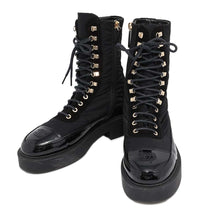 将图像加载到图库查看器中，CHANEL CC Logo Boots BlackG38086 Nylon Leather Size 38C
