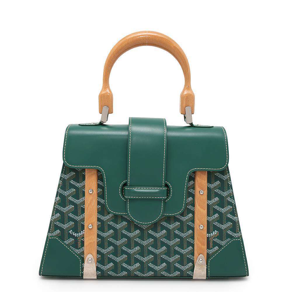 GOYARD Herringbone Saigon Green Leather Size PM