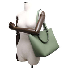 将图像加载到图库查看器中，LOEWE Anagram Tote Bag Green Leather
