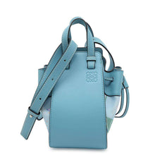 将图像加载到图库查看器中，LOEWE Hammock Drawstring Bag Light Blue Canvas Leather Size Mini
