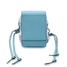 将图像加载到图库查看器中，LOEWE Hammock Drawstring Bag Light Blue Canvas Leather Size Mini
